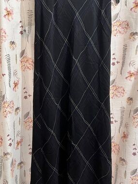 Classic Black A-Line Maxi Skirt with Subtle Diamond Grid